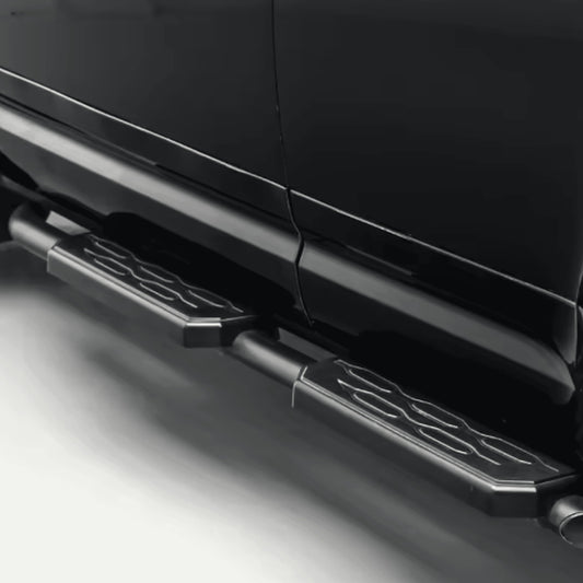 Defender 110 side steps in mat zwart